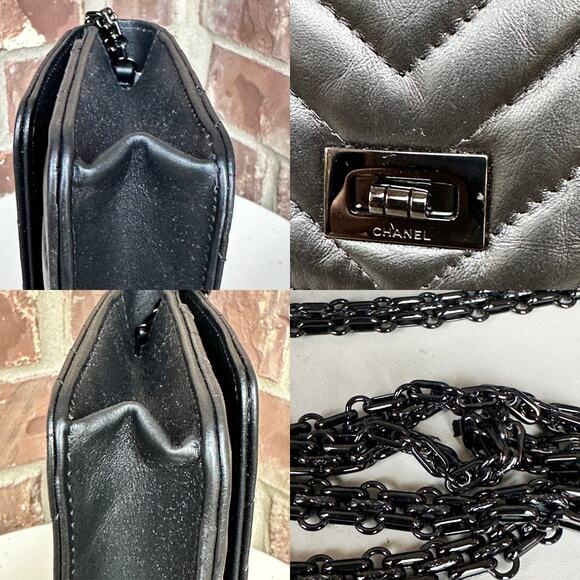 Chanel So Black Reissue 2.55 Wallet on Chain Chevron Sheepskin 45903 - Picture 14 of 14